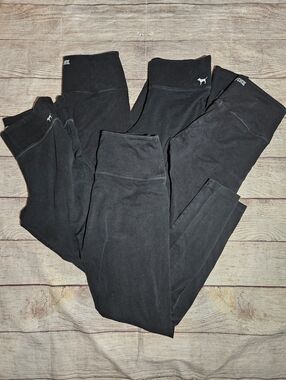 Victoria's Secret PINK Black Cotton Yoga Leggings, Size Medium/Small 5 Pairs